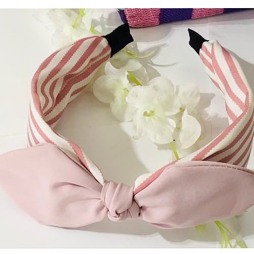 Pink Stripped Bow Hairband