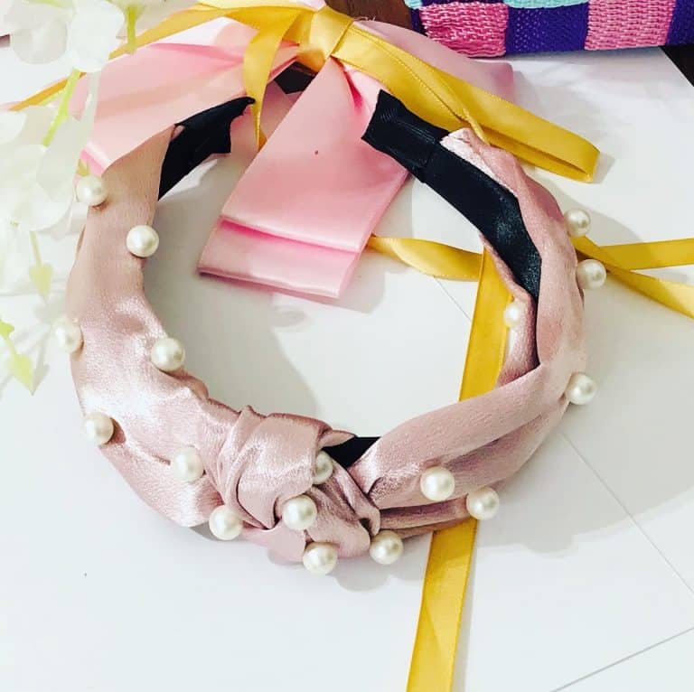 Pink Knot Pearled Hairband