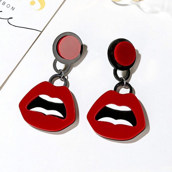 Acrylic Red Lip Earrings