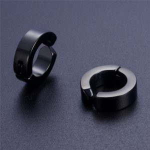 Black unisex studs piercing free jewelry and Ear Cuffs