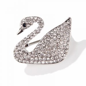 Shiny Diamond Alloy Swan Brooch Pin