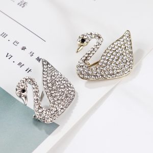 Shiny Diamond Alloy Swan Brooch Pin