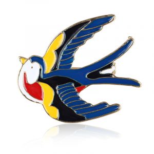 Swallow Bird Brooch Yellow and Blue Swallow