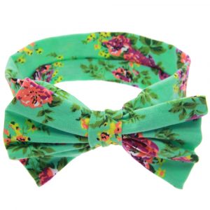 children’s printed bowknot headband  green