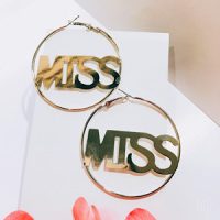Silver MISS Hoop Earrings