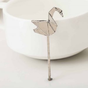 Origami Duck Hairpin Silver 1 pc
