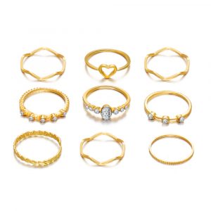 Set of 9 Rings Golden