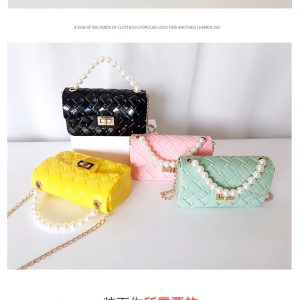 Pearl Handle Yellow Bag With Chain -PVC defective
