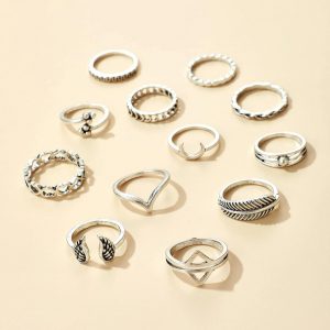 Silver Rings Of Set- 14pc