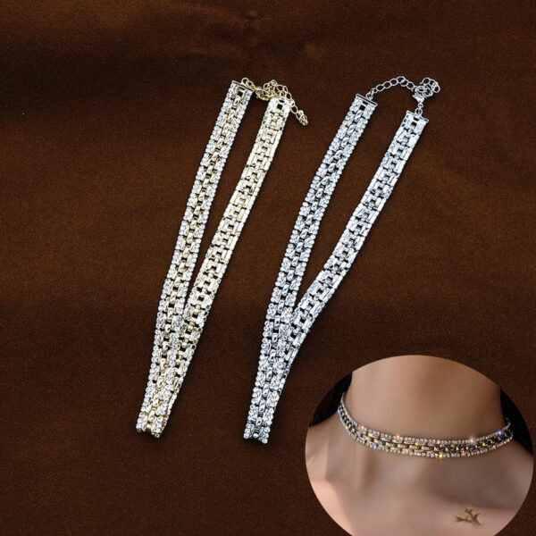 Silver Chain Design Diamond Choker