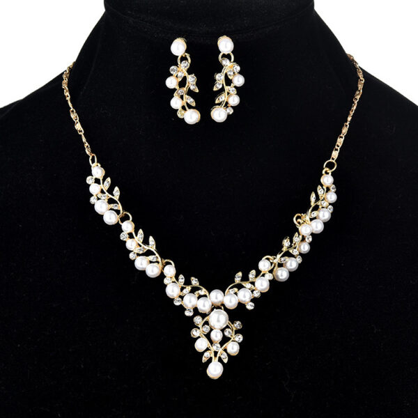 Mini Diamond Pearl Silver Necklace Set